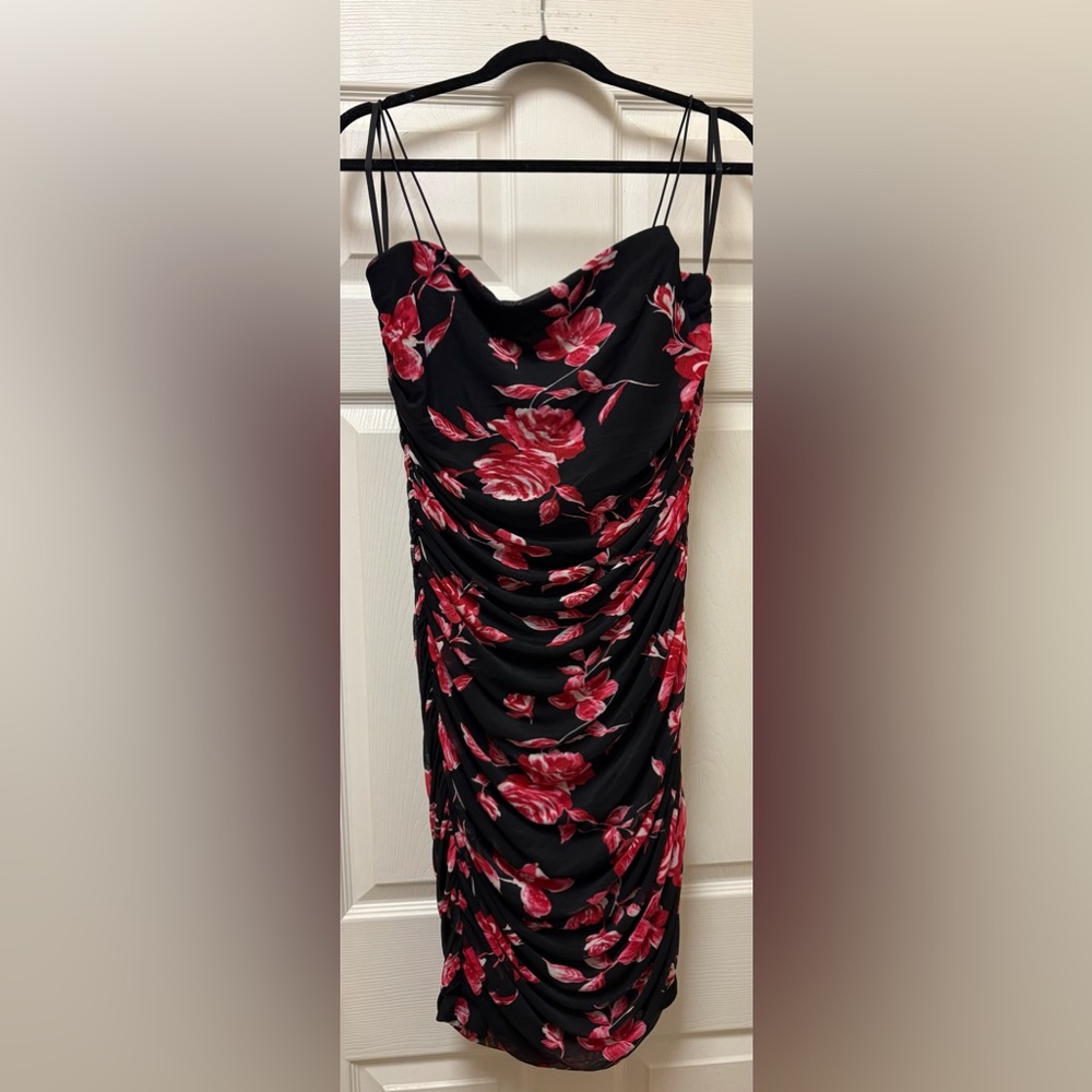 B Darlin Black Dress with Red Floral Design